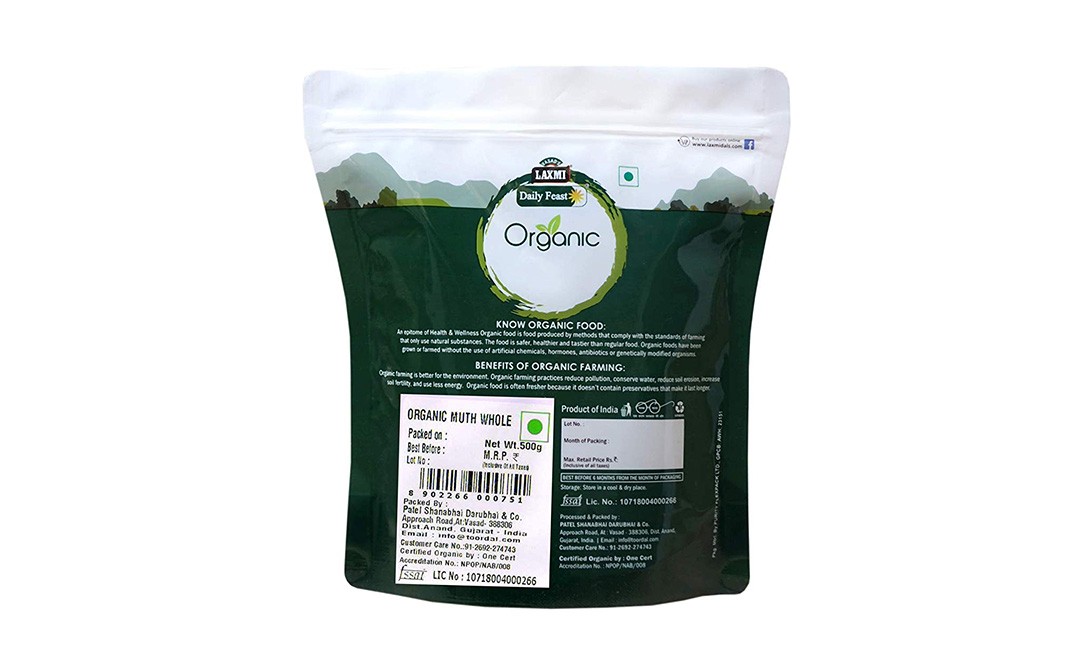 Laxmi Daily Feast Organic Muth Whole    Pack  500 grams